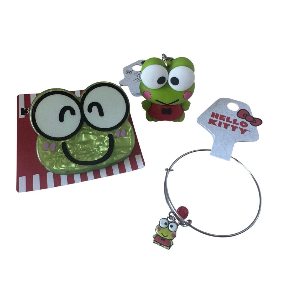 Brand New Keroppi Collection of 3 - Hair Clip, Bracelet, & Keychain